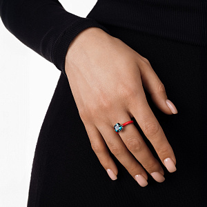 Кольцо из серебра с топазом, эмалью