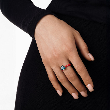 Кольцо из серебра с топазом, эмалью