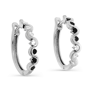 Серьги с английским замком из серебра с фианитами