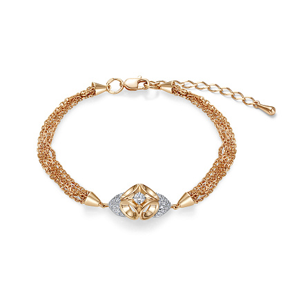 Браслет из красного золота с изумрудами