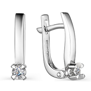 Серьги с английским замком из белого золота с бриллиантами