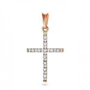 Крест из красного золота с бриллиантами