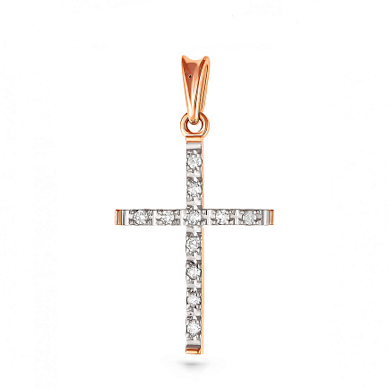 Крест из красного золота с бриллиантами