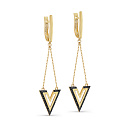 Серьги с английским замком из желтого золота с бриллиантами