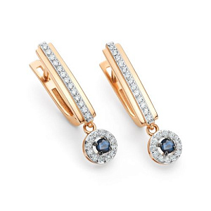 Серьги с английским замком из красного золота с бриллиантами