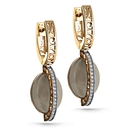 Серьги с английским замком из желтого золота с бриллиантами