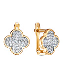 Серьги с английским замком из красного золота с фианитами