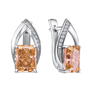 Серьги с английским замком из серебра с бриллиантами