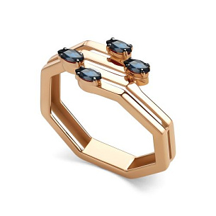 Кольцо из красного золота с сапфиром