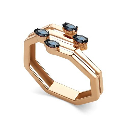 Кольцо из красного золота с сапфирами