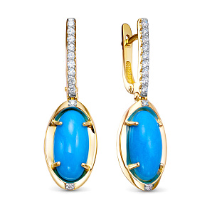 Серьги из желтого золота с бриллиантом