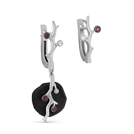 Серьги с английским замком из белого золота с бриллиантами