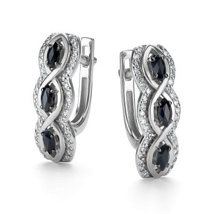 Серьги с английским замком из белого золота с бриллиантом