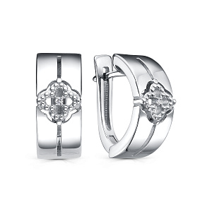 Серьги с английским замком из серебра с бриллиантами