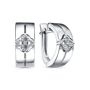 Серьги с английским замком из серебра с бриллиантом