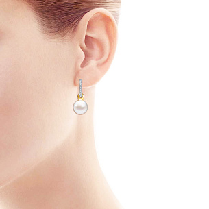 Серьги из желтого золота с жемчугом