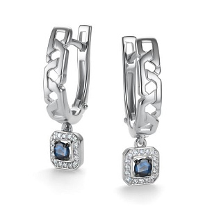 Серьги с английским замком из белого золота с бриллиантом