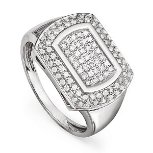 Кольцо из серебра с фианитами