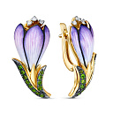 Серьги с английским замком из желтого золота с бриллиантами