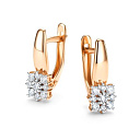 Серьги с английским замком из красного золота с бриллиантами