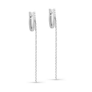 Серьги с английским замком из белого золота с бриллиантом