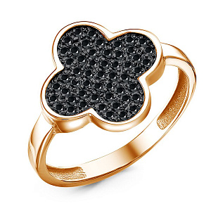 Кольцо из красного золота с фианитами