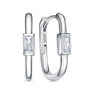 Серьги с английским замком из серебра с фианитом