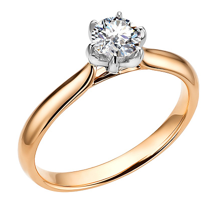 Кольцо из красного золота с бриллиантом