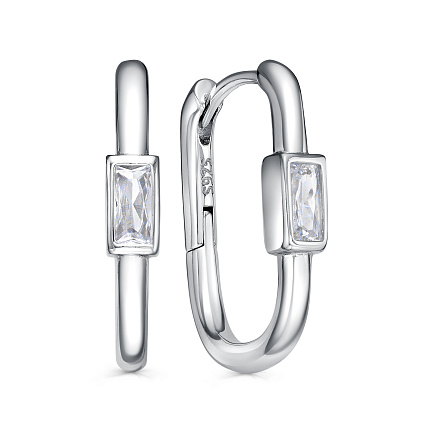 Серьги с английским замком из серебра с фианитами