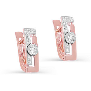 Серьги с английским замком из красного золота с бриллиантами