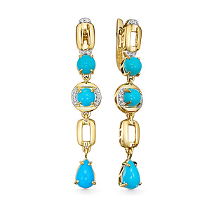 Серьги из желтого золота с бриллиантом