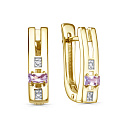 Серьги с английским замком из серебра с бриллиантами