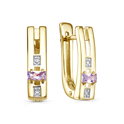 Серьги с английским замком из серебра с бриллиантами