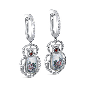 Серьги с английским замком из серебра с фианитом