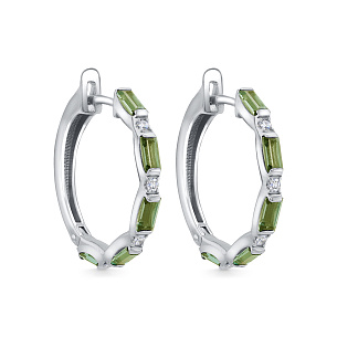 Серьги с английским замком из белого золота с сапфиром