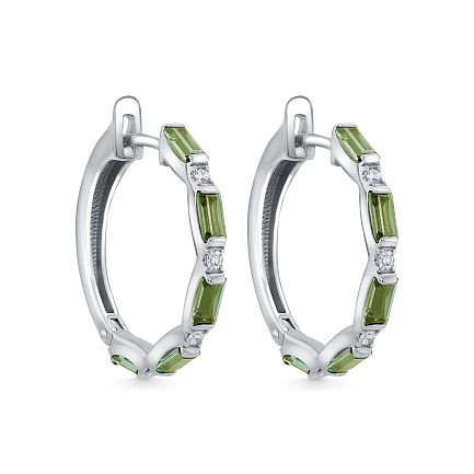 Серьги с английским замком из белого золота с бриллиантами