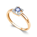 Кольцо из красного золота с бриллиантами, танзанитом