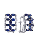 Серьги из белого золота с бриллиантами, сапфирами