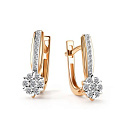 Серьги с английским замком из красного золота с бриллиантами