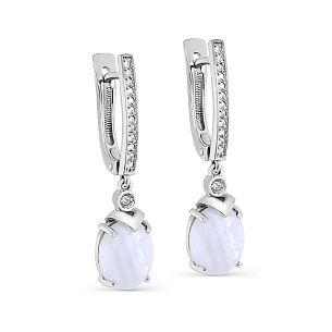 Серьги с английским замком из серебра с агатом