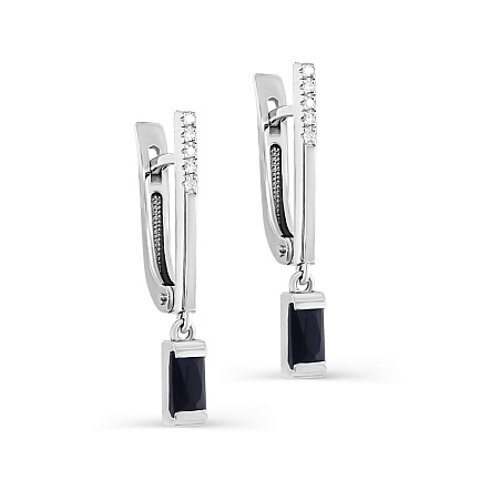 Серьги с английским замком из белого золота с бриллиантами