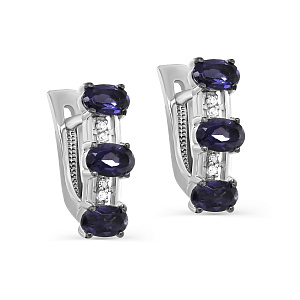 Серьги с английским замком из белого золота с бриллиантами