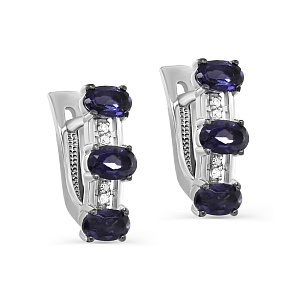 Серьги с английским замком из белого золота с бриллиантом