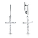 Серьги с английским замком из серебра с фианитом