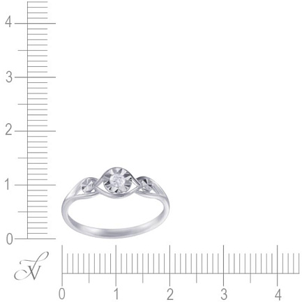 Кольцо помолвочное из белого золота с бриллиантом