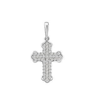 Крест из белого золота с бриллиантами