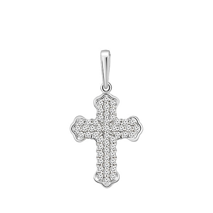 Крест из белого золота с бриллиантами