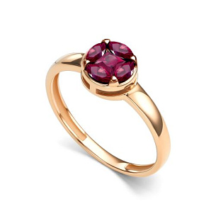 Кольцо из красного золота с рубином