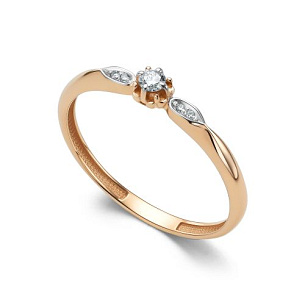 Кольцо из красного золота с бриллиантом