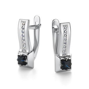 Серьги с английским замком из белого золота с бриллиантом